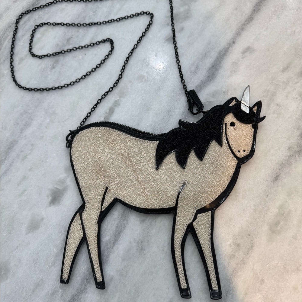 Alice + Olivia Unicorn Unique Crossbody Bag in Black and Cream